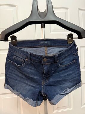 Aeropostale Dark Indigo Rolled Hem Denim Shorts
